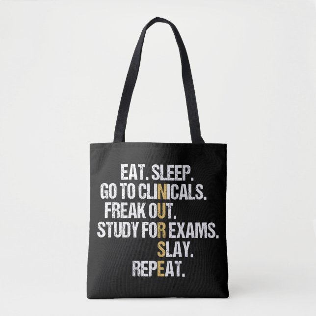 Sleep essen gehen zu Kliniken Funny Nursing Tasche (Vorderseite)