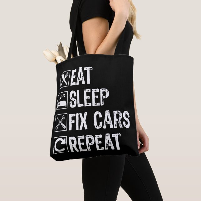 Sleep Fix Cars wiederholen Funny Mechanic Vater Tasche (Von Nahem)
