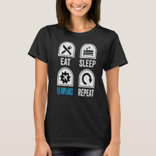 Sleep-Fix-Flugzeuge wiederholen Aircraft-Mechanism T-Shirt