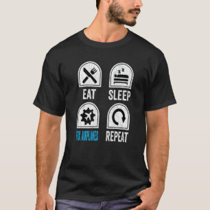 Sleep-Fix-Flugzeuge wiederholen Aircraft-Mechanism T-Shirt
