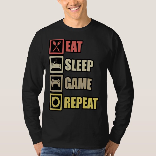 Sleep Game Repeat Gaming Controller PC Computing T-Shirt (Vorderseite)