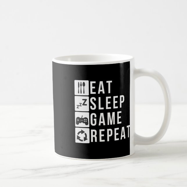 Sleep Game Repeat Video Game Shirt essen Kaffeetasse (Rechts)