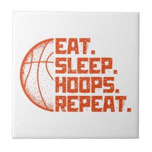 Sleep Hoops wiederholen Basketball Funny Quotes es Fliese