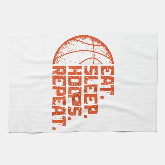Sleep Hoops wiederholen Basketball Funny Quotes es Geschirrtuch (Horizontal)