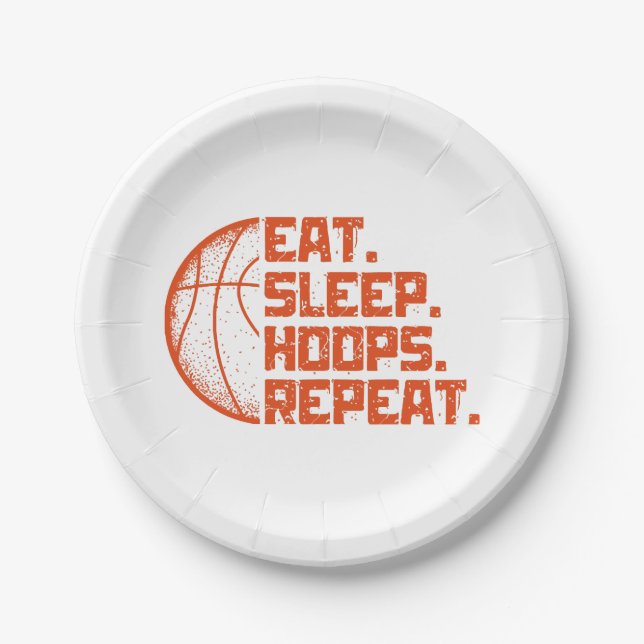 Sleep Hoops wiederholen Basketball Funny Quotes es Pappteller (Vorderseite)