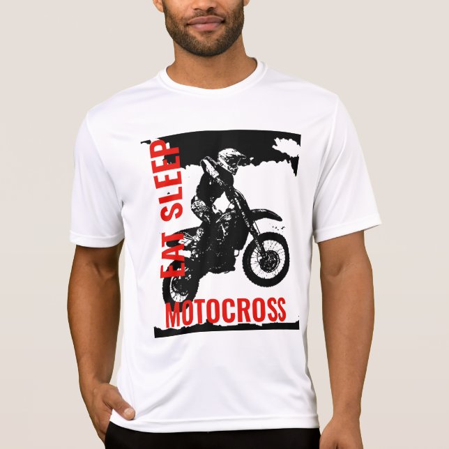 Sleep Motocross Motorrad Pop Art T-Shirt (Vorderseite)
