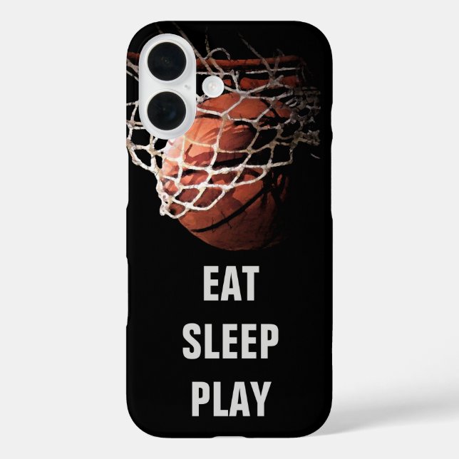 Sleep Play Basketball essen iPhone 16 Hülle (Rückseite)