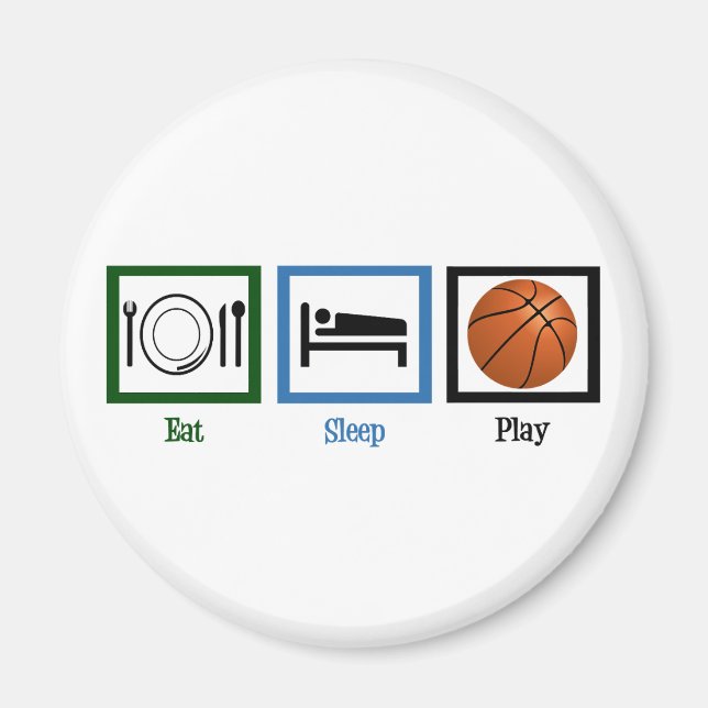 Sleep Play Basketball essen Magnet (Vorne)