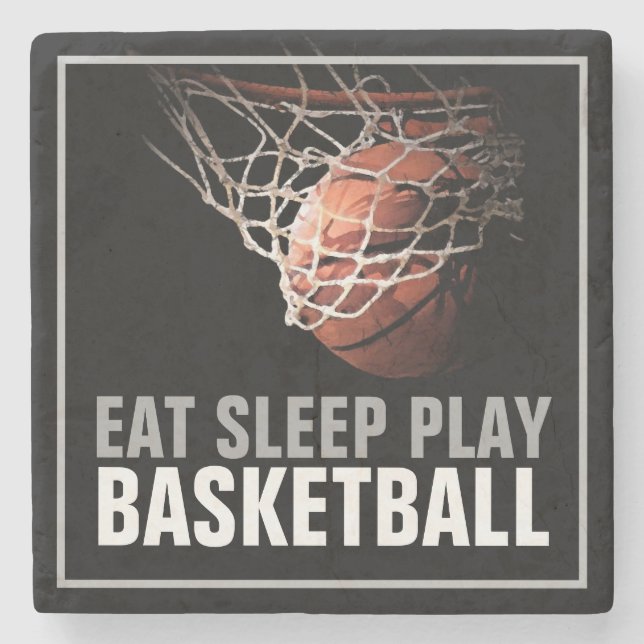 Sleep Play Basketball Motivierend Steinuntersetzer (Vorderseite)