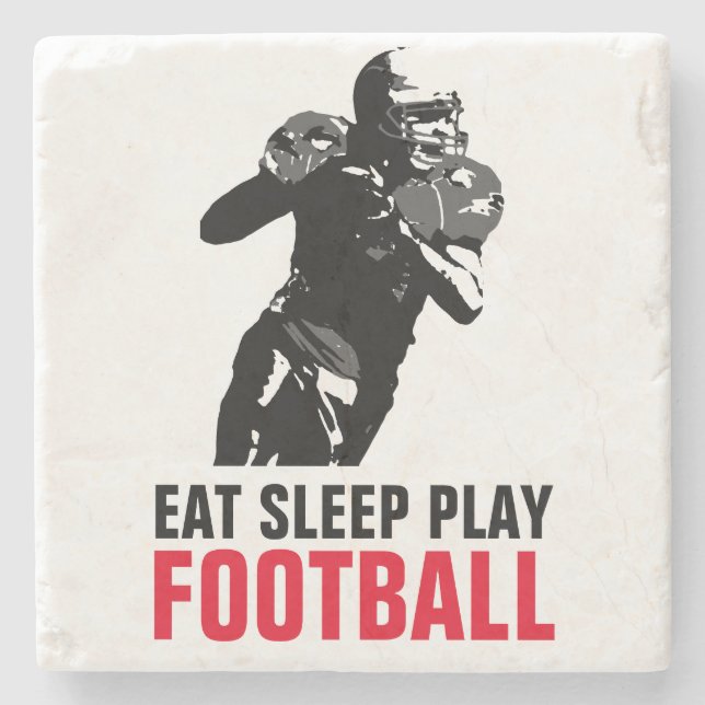 Sleep Play Black & White Football Pop Art Steinuntersetzer (Vorderseite)