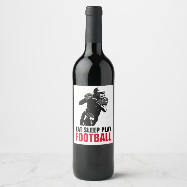 Sleep Play Black & White Football Pop Art Weinetikett (Vorderseite)