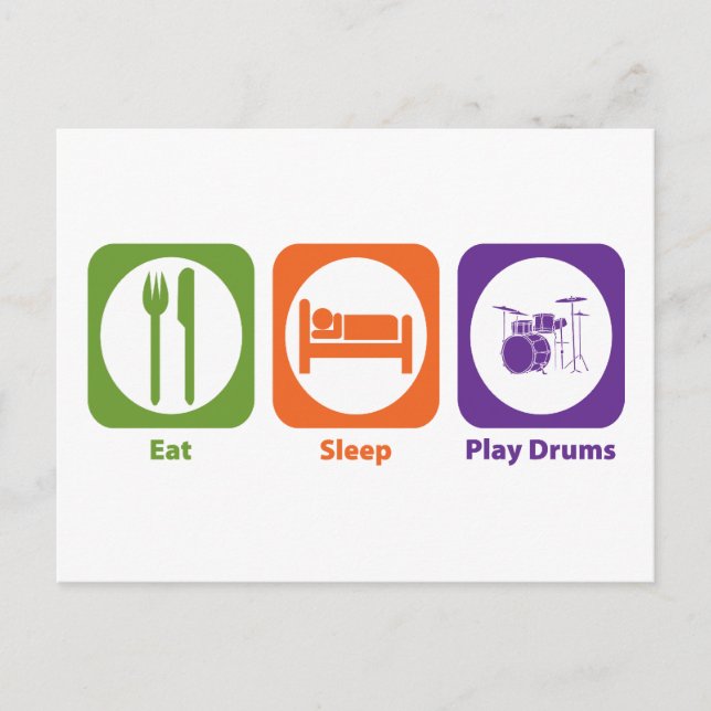 Sleep Play Drums essen Postkarte (Vorderseite)