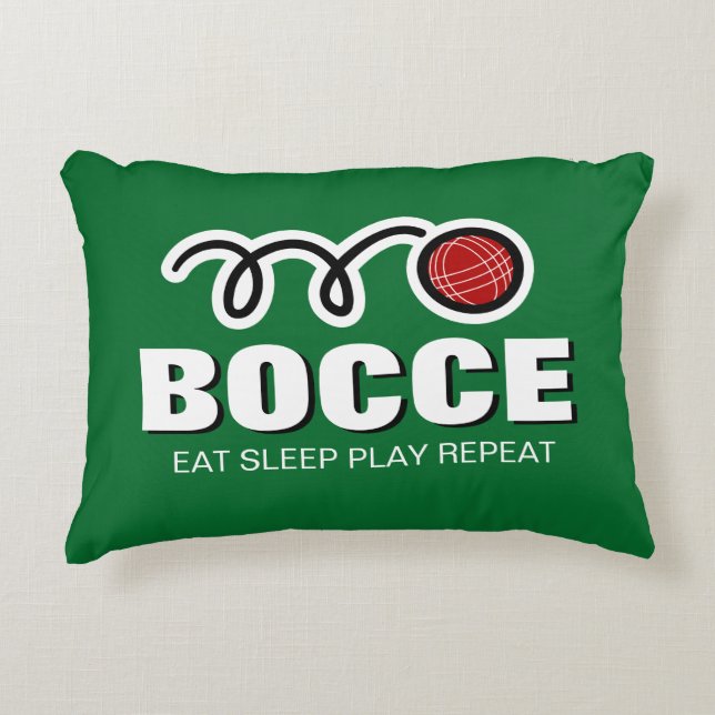 Sleep Play essen Wiederholen lustiges Bocce-Ballsp Dekokissen (Vorderseite)