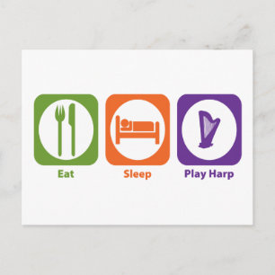 Sleep Play Harp essen Postkarte