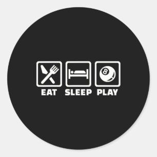 Sleep Play Pool Billard essen Runder Aufkleber