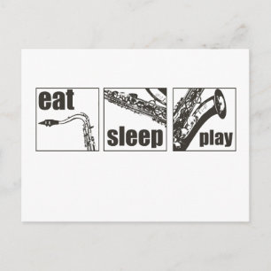 Sleep Play Sax essen Postkarte