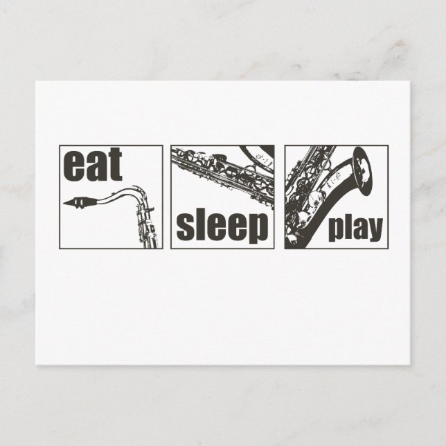 Sleep Play Sax essen Postkarte (Vorderseite)