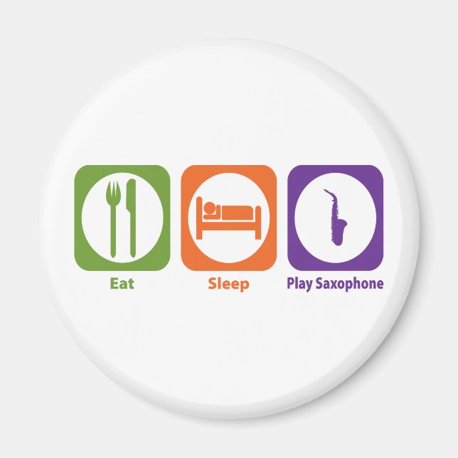 Sleep Play Saxophon essen Magnet (Vorne)