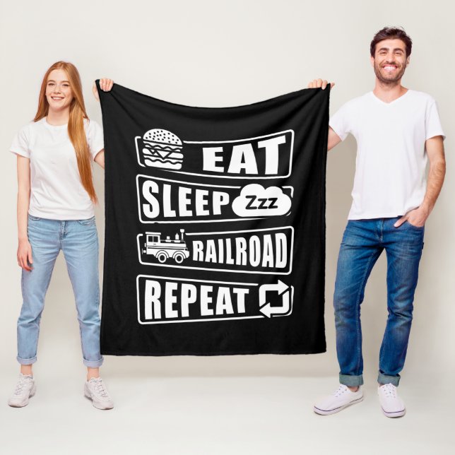 Sleep Railroad Repeat Dam Train Fleece Blank essen (Beispiel)
