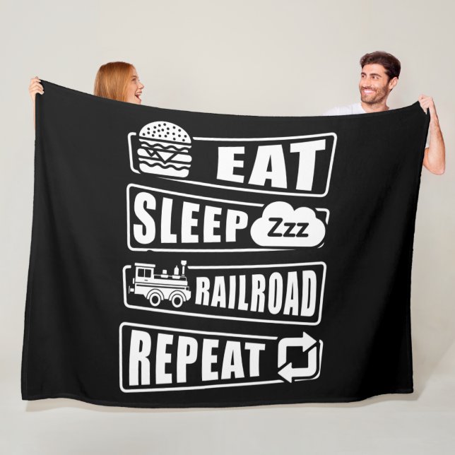 Sleep Railroad Repeat Dampfzug essen Fleecedecke (Beispiel)
