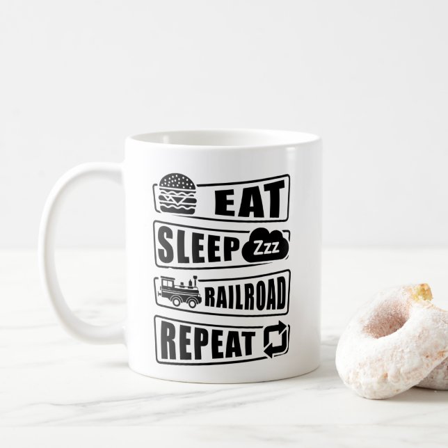 Sleep Railroad Repeat Dampfzug essen Kaffeetasse (Mit Donut)