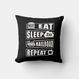 Sleep Railroad Repeat Dampfzug essen Kissen