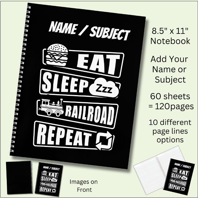 Sleep Railroad Repeat Dampfzug essen Notizbuch (Von Creator hochgeladen)
