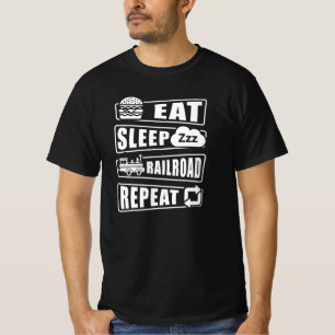 Sleep Railroad Repeat Steam Train essen T-Shirt