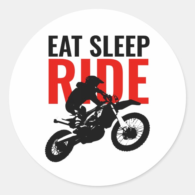 Sleep Ride Motocross Motorrad Pop Art Runder Aufkleber (Vorderseite)