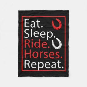 Sleep Ride Pferde essen Wiederholung Spaß für Reit Fleecedecke