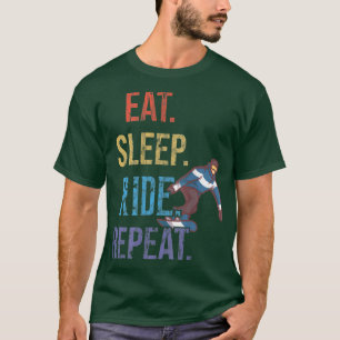 Sleep Ride Wiederholung essen, Snowboard T-Shirt