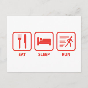 Sleep Run essen Postkarte