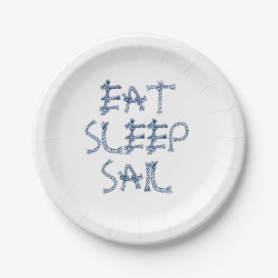 Sleep Sail essen, Segel-Seil Knoten Party Pappteller