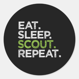 Sleep Scout Wiederholen Cub Liebe Pfadfinder essen Runder Aufkleber