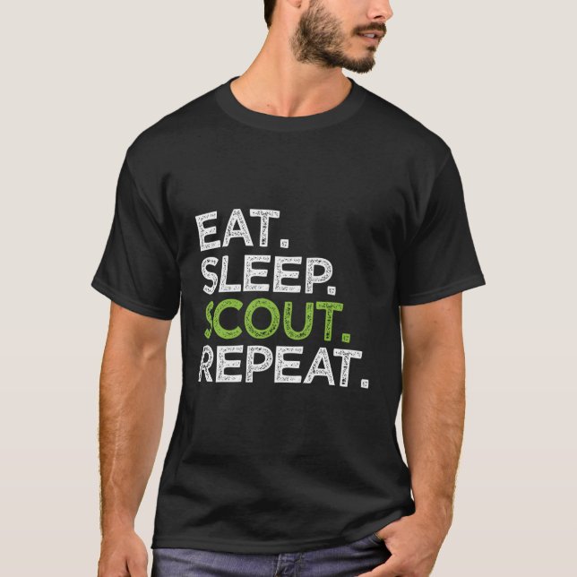 Sleep Scout Wiederholen Cub Liebe Pfadfinder essen T-Shirt (Vorderseite)