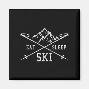 Sleep Ski Repeat essen - Skifahren Berge Winter Sp Magnet