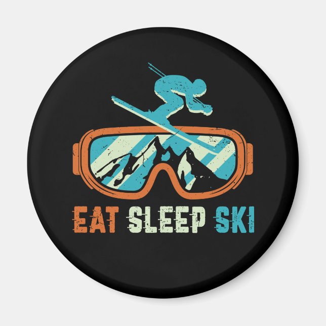 Sleep Ski Vintag Retro Skifahren Schlucht Magnet (Vorne)