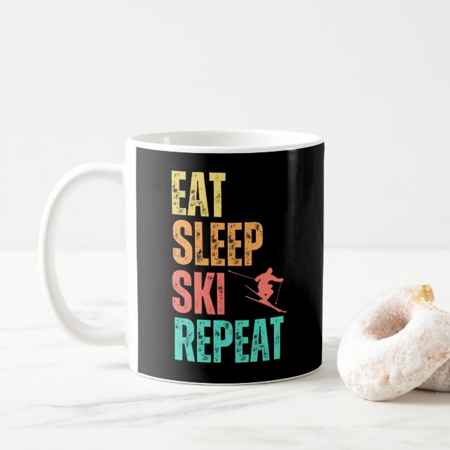 Sleep Ski Wiederholung essen Kaffeetasse (Mit Donut)