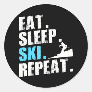 Sleep Ski Wiederholung Skifahren Skiabfahrt Piste Runder Aufkleber