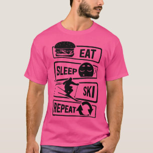 Sleep Ski Wiederholung Skifahren Winter T-Shirt