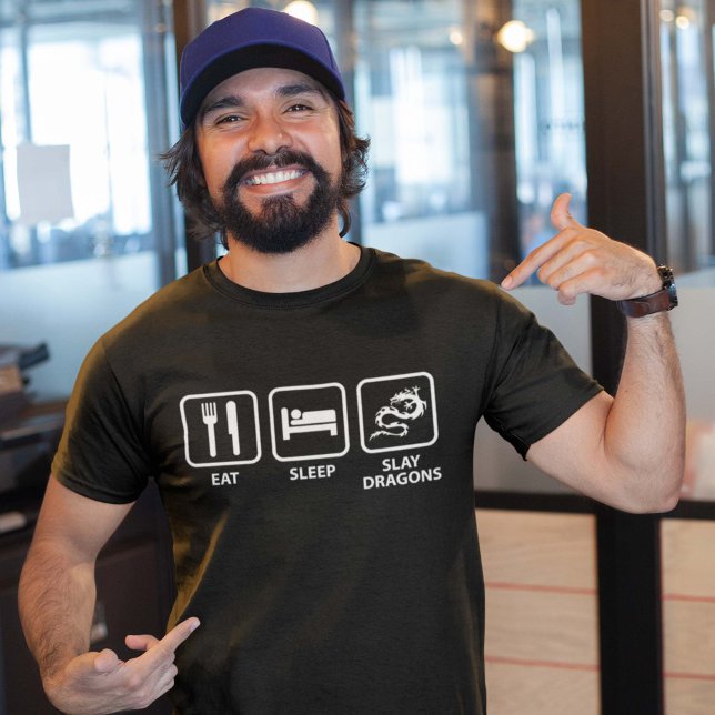 Sleep Slay Dragons essen T-Shirt (Von Creator hochgeladen)