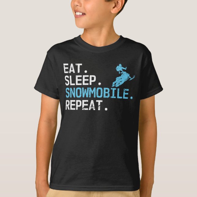 Sleep Snowmobile Mehrmotorrad fahren T-Shirt (Vorderseite)