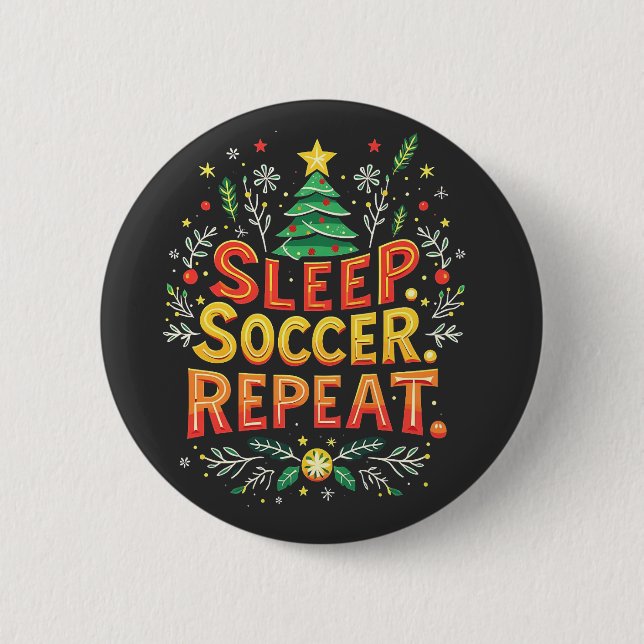 Sleep Soccer Wiederholung Weihnachtsbaum Fußball L Button (Vorderseite)