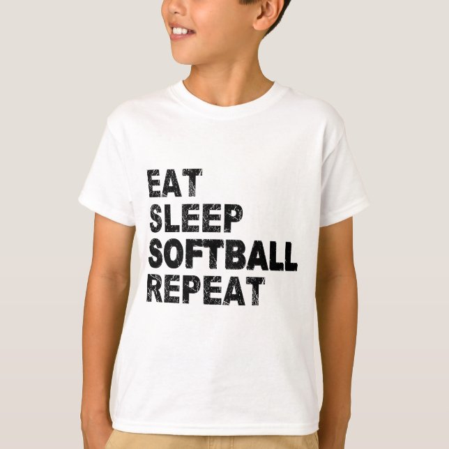 Sleep Softball wiederholen T-Shirt (Vorderseite)