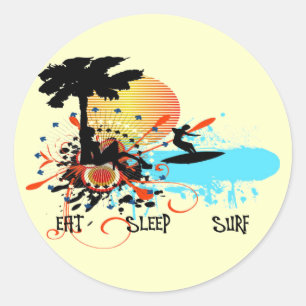 Sleep Surf essen Runder Aufkleber