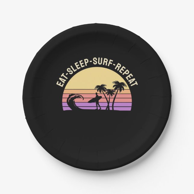 Sleep Surf wiederholen Pappteller (Vorderseite)