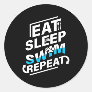 Sleep Swim essen Runder Aufkleber