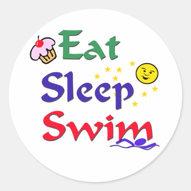Sleep Swim essen Runder Aufkleber (Vorderseite)