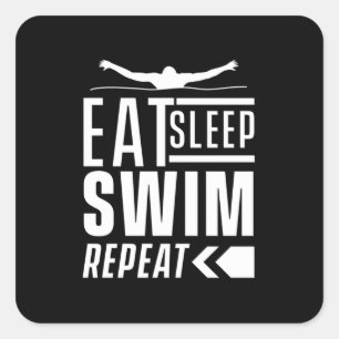 Sleep Swim wiederholen Quadratischer Aufkleber