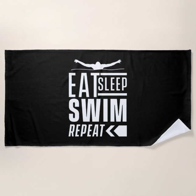 Sleep Swim wiederholen Strandtuch (Vorderseite)